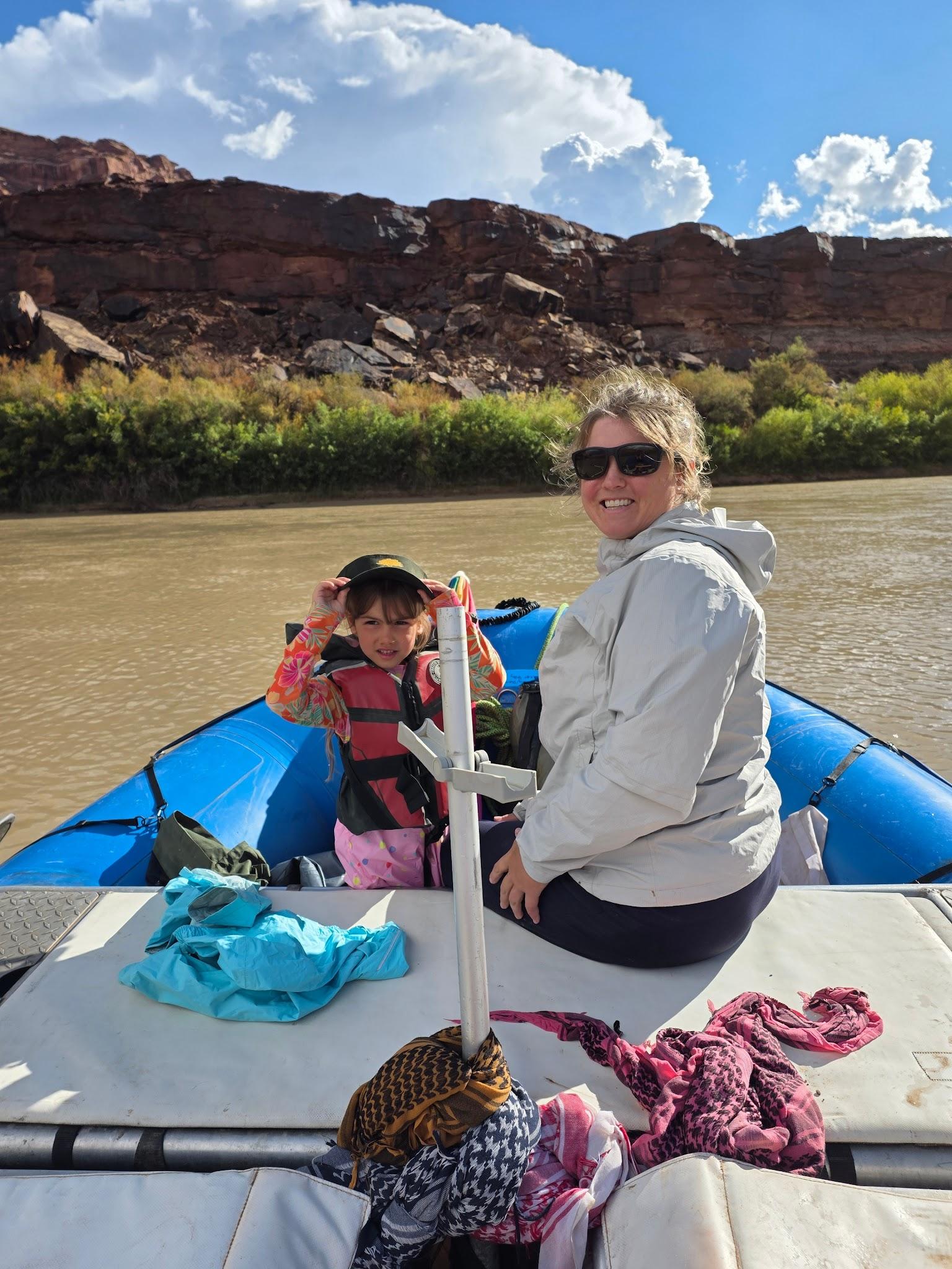 Rafting through a canyon landscape